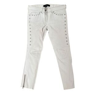 Isabel Marant White Leather Pants with Star Studs Size 36 FR. 4 USA